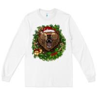 White christmas bear  wreath Long Sleeve Tee - BarkalooDesign