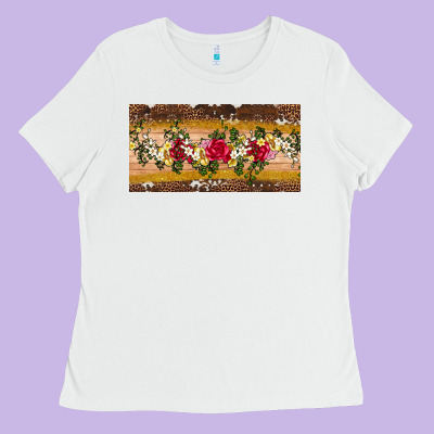 Western  Leopardfloral Licanse Plate Ladies Tee Designed By Artiststas