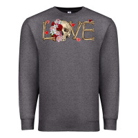 Charcoal Heather Skull love Valentine's Day Premium Sweatshirt - FaDigitalArtStudio