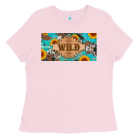 Bubblegum Pink western wild and sunflower leopard turquoise cowhide licanse plate Ladies Tee - Artiststas