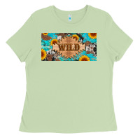 Matcha western wild and sunflower leopard turquoise cowhide licanse plate Ladies Tee - Artiststas