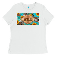 Western Wild And Sunflower Leopard Turquoise Cowhide Licanse Plate Ladies Tee | Teevron