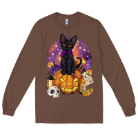 Chestnut halloween black cat pumpkin Long Sleeve Tee - BarkalooDesign