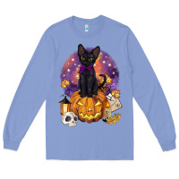 Colony Blue halloween black cat pumpkin Long Sleeve Tee - BarkalooDesign