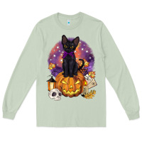 Matcha halloween black cat pumpkin Long Sleeve Tee - BarkalooDesign