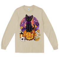 Mushroom halloween black cat pumpkin Long Sleeve Tee - BarkalooDesign