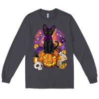 Smoke halloween black cat pumpkin Long Sleeve Tee - BarkalooDesign