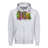 Heather Grey mardi gras love nurse Zipper Hoodie - CowGirlArtShop