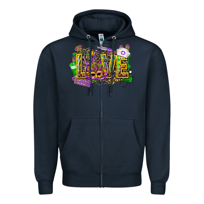 Mardi Gras Love Nurse Zipper Hoodie by CowGirlArtShop | Teevron