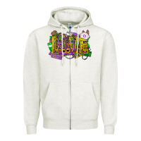 Oatmeal Heather mardi gras love nurse Zipper Hoodie - CowGirlArtShop