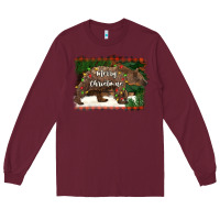Burgundy merry christmas bear Long Sleeve Tee - BarkalooDesign