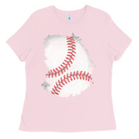 Bubblegum Pink baseball patch Ladies Tee - AdoDesignShop