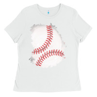 White baseball patch Ladies Tee - AdoDesignShop