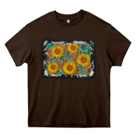 Chocolate Brown leather sunflower background Heavy Core Tee - AdoDesignShop