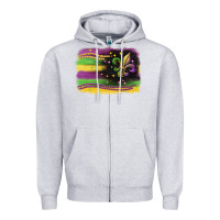 Heather Grey mardi gras flag Zipper Hoodie - CowGirlArtShop
