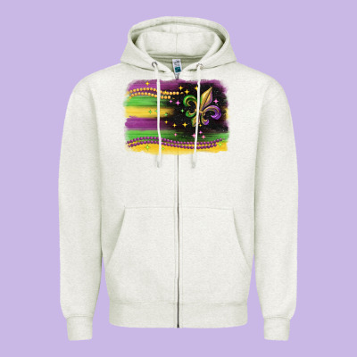 Mardi Gras Flag Zipper Hoodie Designed By Cowgirlartshop