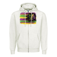 Oatmeal Heather mardi gras flag Zipper Hoodie - CowGirlArtShop
