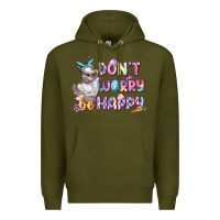 Army Green Don't worry be happy Easter Premium Hoodie - CowGirlArtShop