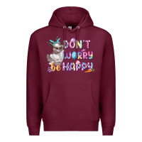 Burgundy Don't worry be happy Easter Premium Hoodie - CowGirlArtShop