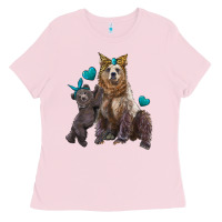 Bubblegum Pink mama bear and baby bear Ladies Tee - Artiststas