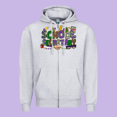 School Secretary Mardi Gras Zipper Hoodie Designed By Cowgirlartshop