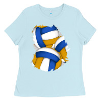 Baby Blue volleyball patch Ladies Tee - AdoDesignShop