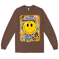 Chestnut happy vibes smiley face Long Sleeve Tee - BarkalooDesign