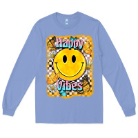 Colony Blue happy vibes smiley face Long Sleeve Tee - BarkalooDesign