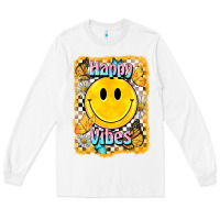 White happy vibes smiley face Long Sleeve Tee - BarkalooDesign