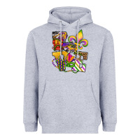 Heather Grey louisiana map love Heavyweight Hoodie - OliviaCreatesArt