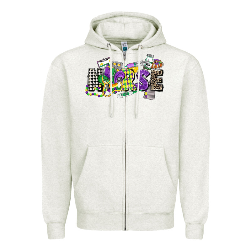 Nurse Mardi Gras Zipper Hoodie by CowGirlArtShop | Teevron