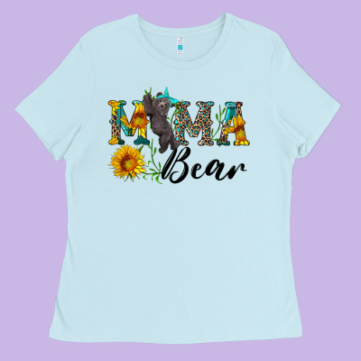Blue Mama Bear With Cute Bear Ladies Tee Designed By Artiststas
