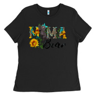 Black blue mama bear with cute bear Ladies Tee - Artiststas