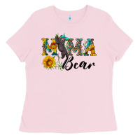 Bubblegum Pink blue mama bear with cute bear Ladies Tee - Artiststas