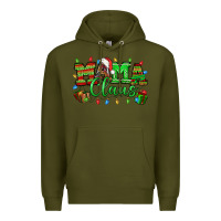 Army Green Mama claus christmas lights and gifts mother's day Premium Hoodie - HowdyJamesFarm