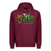 Burgundy Mama claus christmas lights and gifts mother's day Premium Hoodie - HowdyJamesFarm