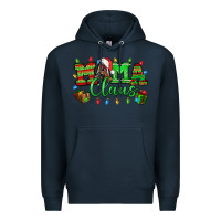 Navy Mama claus christmas lights and gifts mother's day Premium Hoodie - HowdyJamesFarm