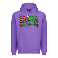 Purple Mama claus christmas lights and gifts mother's day Premium Hoodie - HowdyJamesFarm