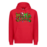 Red Mama claus christmas lights and gifts mother's day Premium Hoodie - HowdyJamesFarm