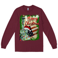 Burgundy merry christmas  statue of liberty Long Sleeve Tee - BarkalooDesign