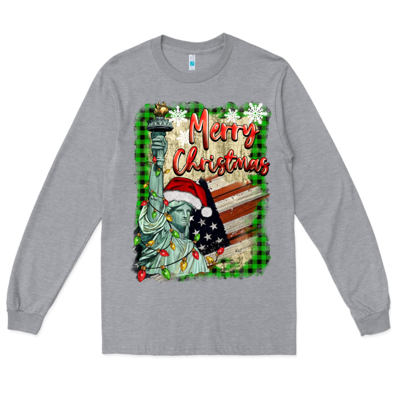 Merry Christmas  Statue Of Liberty Long Sleeve Tee by BarkalooDesign | Teevron