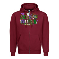 Burgundy school nurse mardi gras Zipper Hoodie - CowGirlArtShop