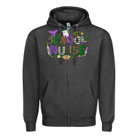 Charcoal Heather school nurse mardi gras Zipper Hoodie - CowGirlArtShop