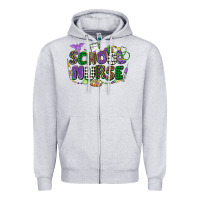 Heather Grey school nurse mardi gras Zipper Hoodie - CowGirlArtShop