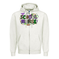 Oatmeal Heather school nurse mardi gras Zipper Hoodie - CowGirlArtShop