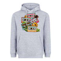 Heather Grey 90s country caassette tapes Heavyweight Hoodie - OliviaCreatesArt