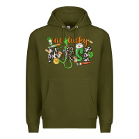 Army Green One lucky Nurse St. Patrick's Day Premium Hoodie - CowGirlArtShop