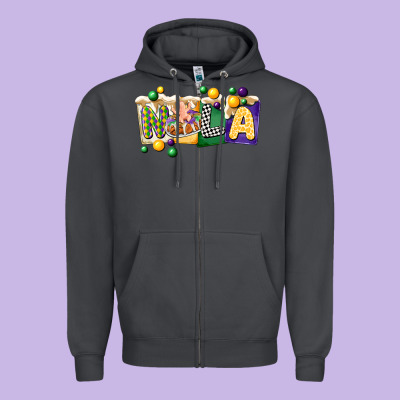Nola Cake Mardi Gras Zipper Hoodie Designed By Cowgirlartshop