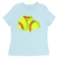 Baby Blue softball patch Ladies Tee - AdoDesignShop