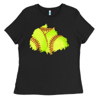 Black softball patch Ladies Tee - AdoDesignShop